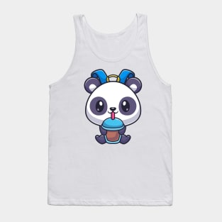 Cute Panda Bag Drink Boba Milk Tea Cartoon Tank Top